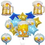 GOGOLAN Juego de 14 globos para el Oktoberfest, globos de papel de aluminio de gran tamaño para cerveza alemana, suministros para festivales de cerveza, decoraciones de fiesta, decoración de