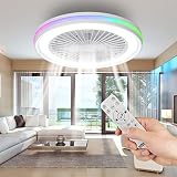activeallbrite Ventilador de Techo con luz，Motor DC 20W LED 40W, RGB 3000K-6500K ，Velocidad del Viento ajustable con Control Remoto, Adecuado Para 10㎡-13㎡ Cocina, Sala de estar, Dormitorio，Ø47CM