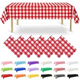 NACHLYNN Paquete de 6 manteles de plástico Desechables de 137 x 274 cm, rectangulares, a Cuadros Rojos, para Fiestas, compromisos, Bodas, bautizos, decoración de cumpleaños