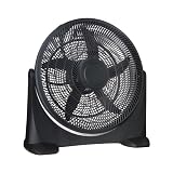 Genérico Ventilador de Suelo Industrial Negro, 50 cm, 80W, Motor DC, 3 Velocidades, Oscilante 160°, Área de Cobertura 25–40 m²