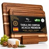 WATEGOOS Pack 2 Tablas de Cortar Cocina de Madera Acacia + Soporte Incluido