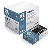 ABD Guantes de Nitrilo Negro Pack de 1000 Unidades, Resistentes al Desgarro, Antideslizantes, Sin Látex, Apto para Uso Alimentario, Cumplen EN 455 y EN 374 (Negro, Talla XL)