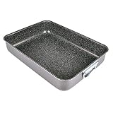 Alluflon Tradizione Italia, Bandeja para el Horno, Fuente con Superficie de Piedra, Revestimiento Antiadherente y Antirayaduras, Apta para el Lavavajillas, Medidas, 37 x 26.5 x 7 cm