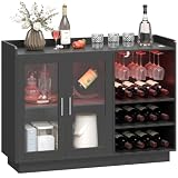 HOMCOM Mueble de Bar con Luces LED RGB y Botellero 12 Botellas Negro