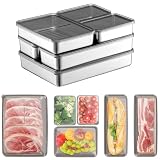 Kongming Embutido Nevera Cajas Organizadoras con tapa Acero Inoxidable 304 Recipientes Herméticos para Alimentos Organizador Frigorifico Porta Embutidos para almacenaje quesera, fiambre (6 piezas)