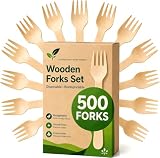 500 tenedores de madera, juego de cubiertos desechables de madera, alternativa al plástico, respetuoso con el medio ambiente, biodegradable, compostable, juego de cubiertos - 500 tenedores