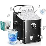FOHERE Máquina de Hielo 14KG, Portátil con asa, Autolimpiable, 2 Tamaños