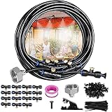 JUQG 12M Dispositivo de Enfriamiento por Aspersión, Sistema de Riego de Jardines, 75 Pcs Kit de Pulverización de Jardín, Adecuado para Eventos al Aire Libre, Jardines, Patios, Sombrillas y Techos