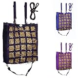 Majestic Ally 1200D Bolsa de heno de alimentación lenta de 7.6x7.6 cm de apertura para fácil alimentación, reduce los desechos, viene con cuerda de poliéster de 8 pies (negro)