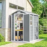 Outsunny Caseta de Jardín Exterior con Suelo 2,1 m² 131x186x198 cm Gris