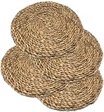 MGE - Pack 4 Salvamanteles de Mimbre 30 cm - Bajoplatos Redondos para Mesa - Manteles Individuales Decorativos de Fibra Natural